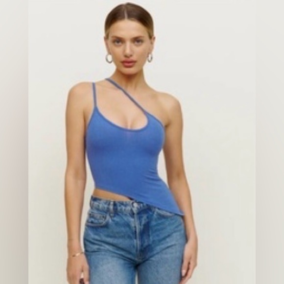 Reformation Tops - Reformation Blue Asymmetrical Oceane Knit Tank